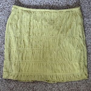 Textured Yellow Mini Skirt with Elastic Waist